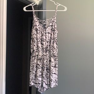 Black and White Splatter Design Romper